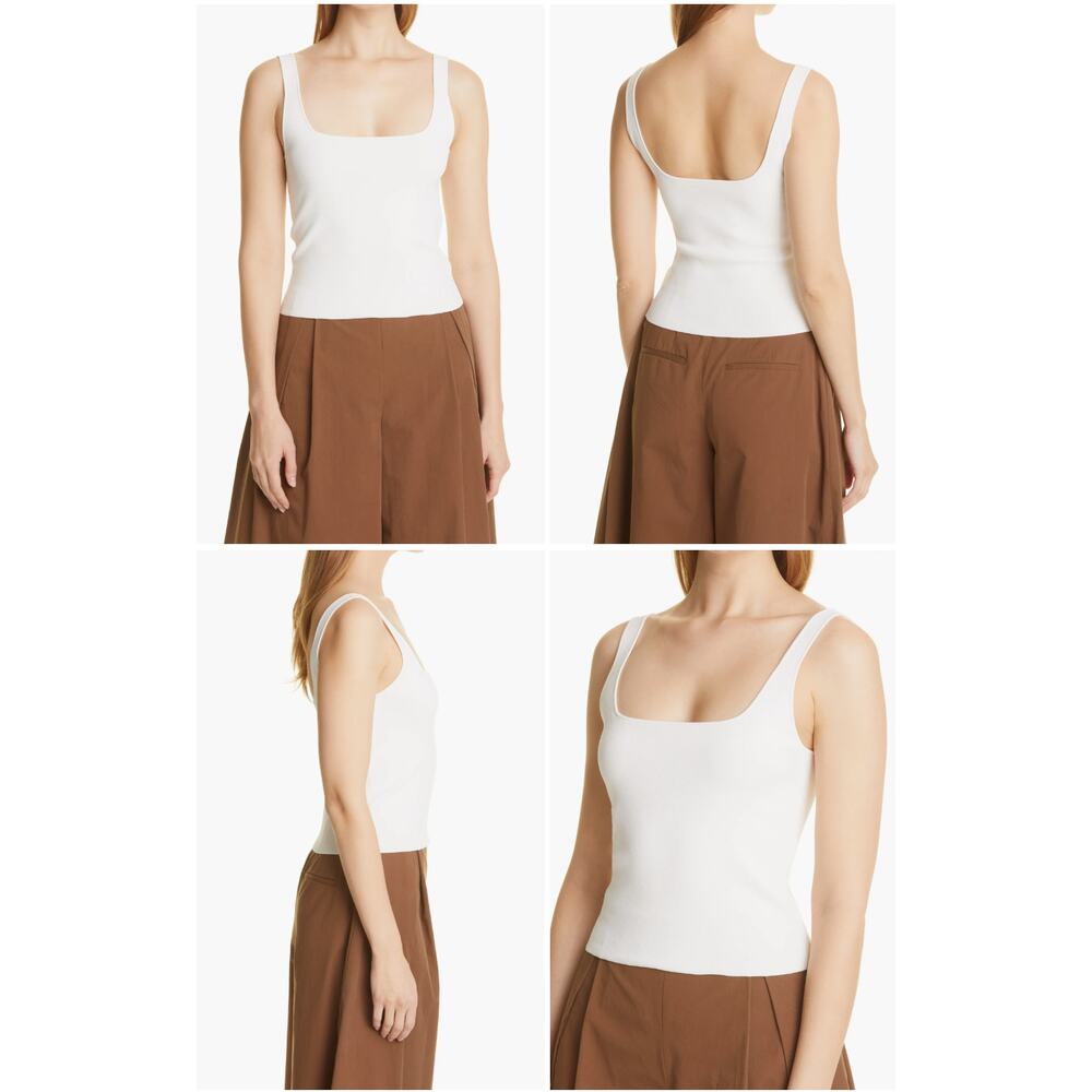 Vince White Pima Cotton Square Neck Tank Top Camisole Sleeveless Medium